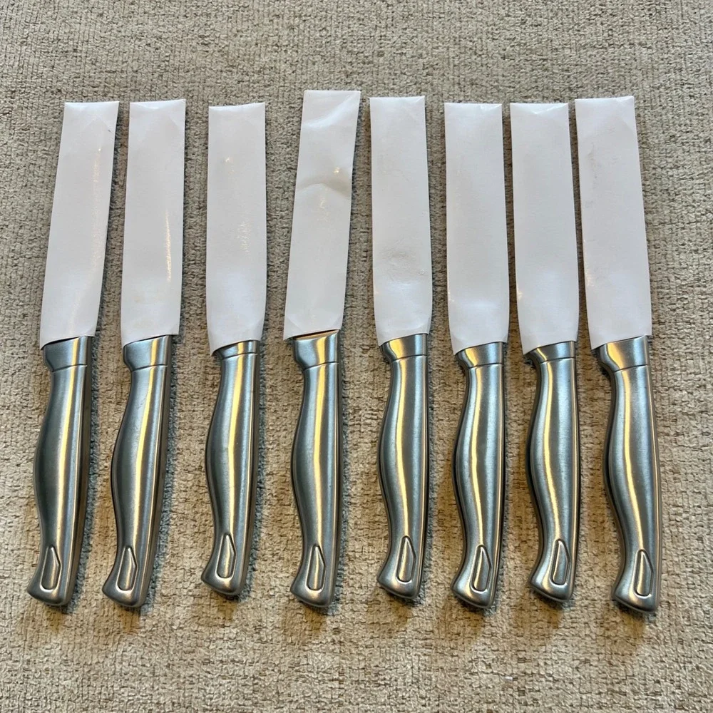 Astercook 8 Piece Steak Knife Set Stainless Steel Serrated Damascus Pattern 4.5